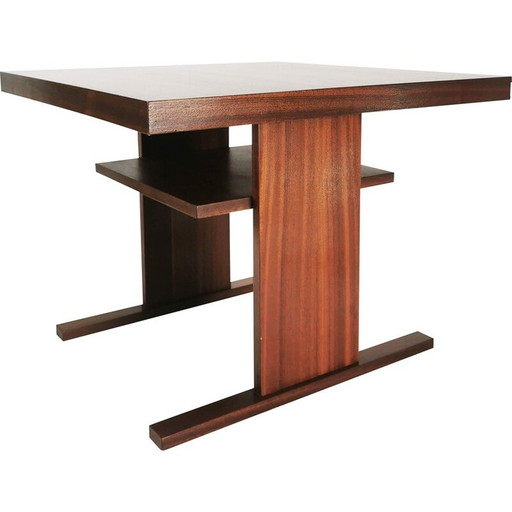 Table basse vintage en placage de noyer, Tchécoslovaquie 1970