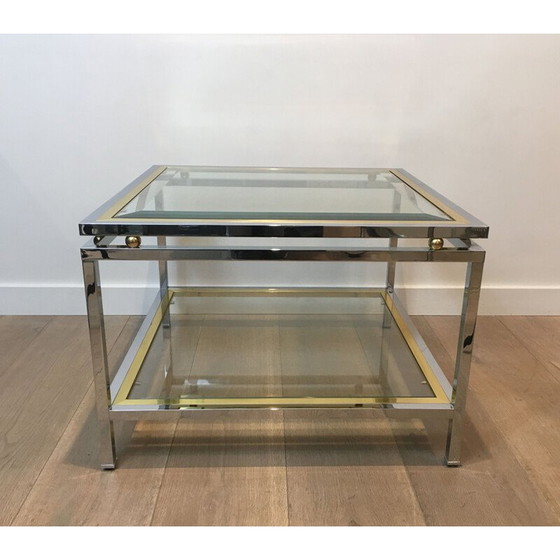 Image 1 of Table d'appoint vintage en chrome et laiton 1970