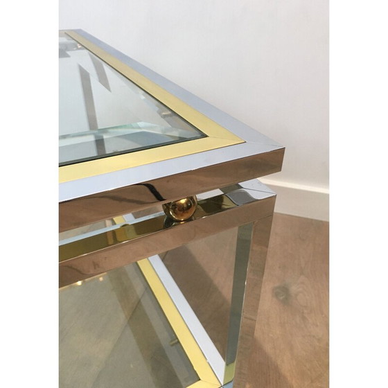 Image 1 of Table d'appoint vintage en chrome et laiton 1970