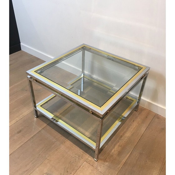 Image 1 of Table d'appoint vintage en chrome et laiton 1970