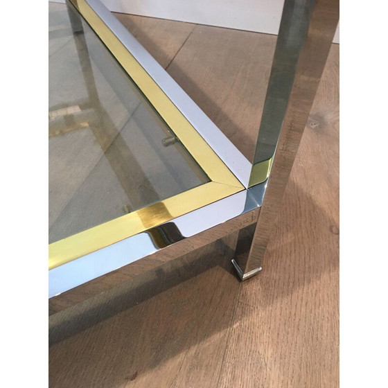 Image 1 of Table d'appoint vintage en chrome et laiton 1970