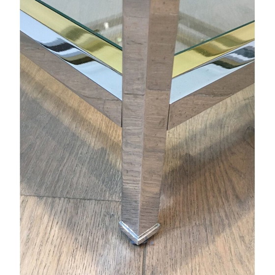 Image 1 of Table d'appoint vintage en chrome et laiton 1970