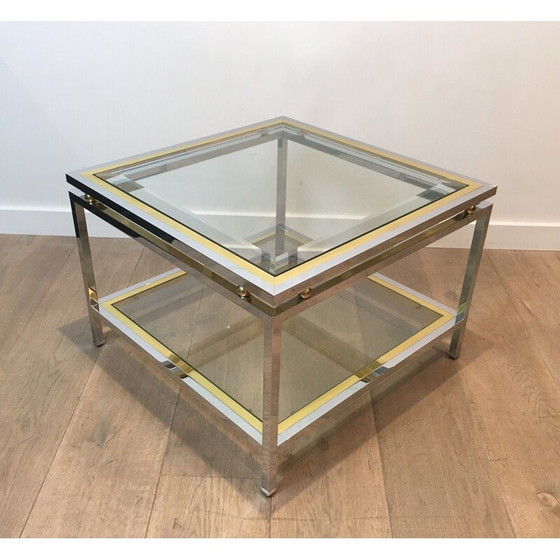 Image 1 of Table d'appoint vintage en chrome et laiton 1970