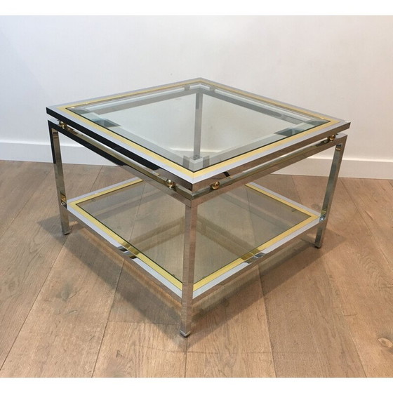 Image 1 of Table d'appoint vintage en chrome et laiton 1970