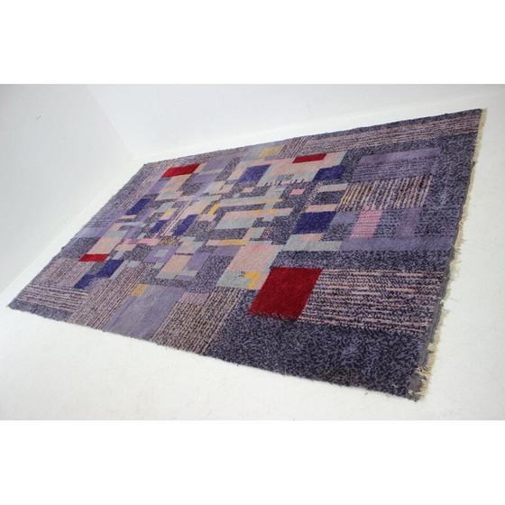 Image 1 of Tapis vintage à motifs géométriques, Tchécoslovaquie 1950