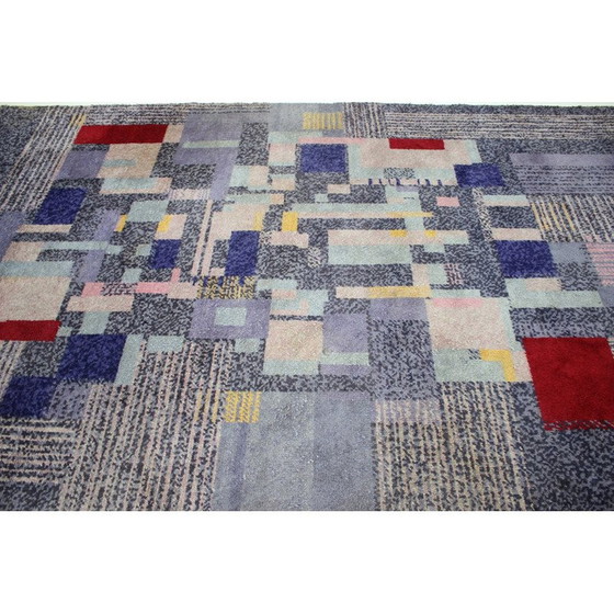 Image 1 of Tapis vintage à motifs géométriques, Tchécoslovaquie 1950