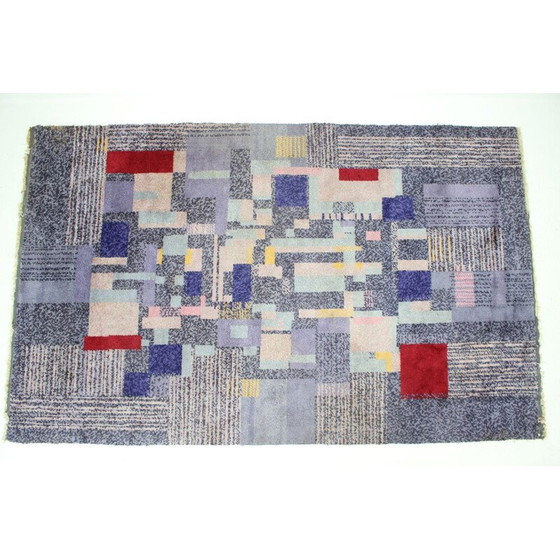 Image 1 of Tapis vintage à motifs géométriques, Tchécoslovaquie 1950