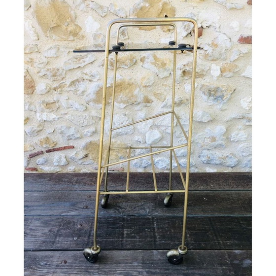 Image 1 of Table d'appoint vintage en laiton et verre fumé, 1960s