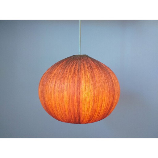 Lampe suspendue vintage en bois et placage, Danemark 1960