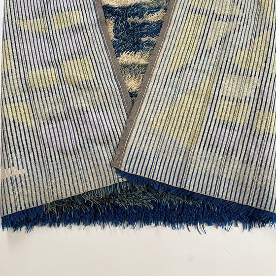 Image 1 of Tapis vintage Rya multicolore en laine à poils longs, Suède, années 1960