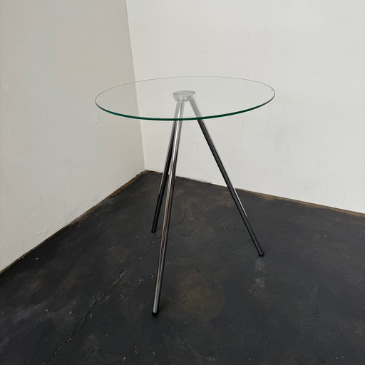 Table d'appoint ronde en verre avec 3 pieds