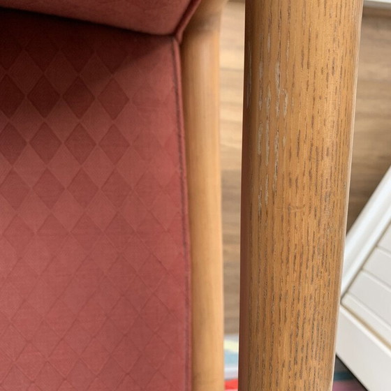 Image 1 of Fauteuil vintage en teck et tissu rose poudré, 1960