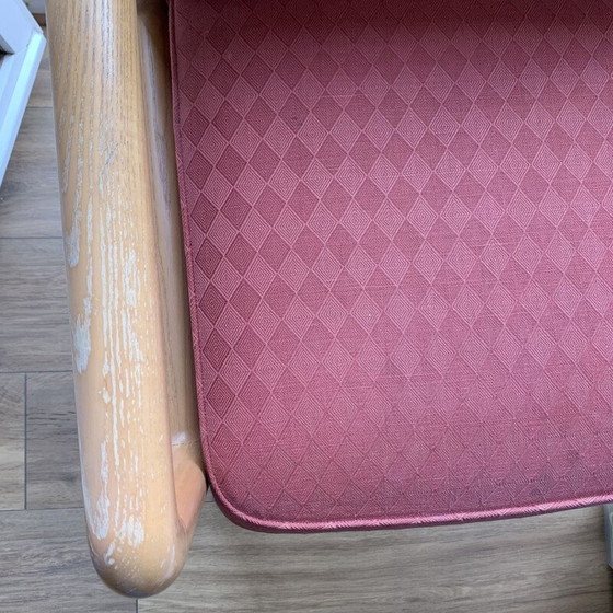 Image 1 of Fauteuil vintage en teck et tissu rose poudré, 1960