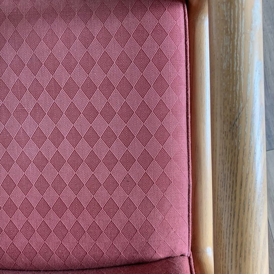Image 1 of Fauteuil vintage en teck et tissu rose poudré, 1960