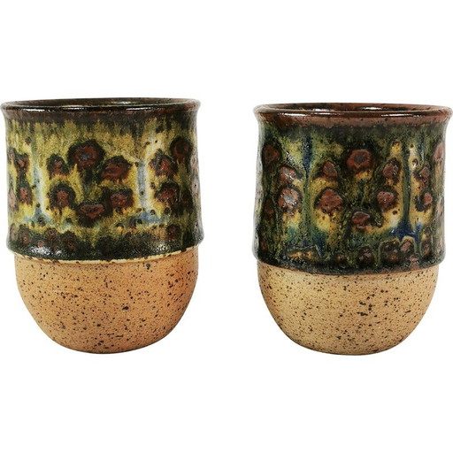 Paire de tasses en céramique vintage pour Bornholm, Danemark 1960