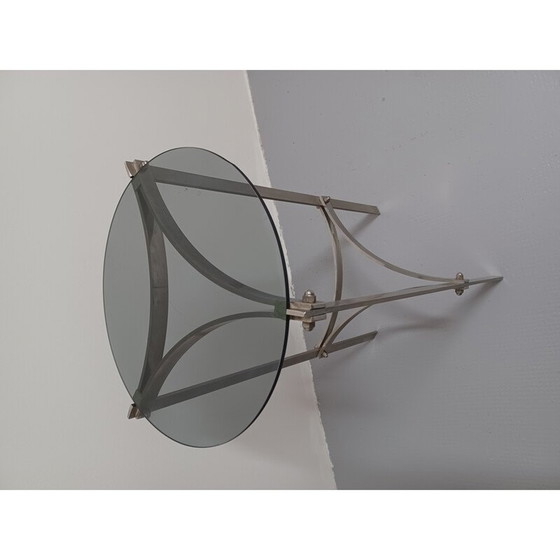 Image 1 of Table d'appoint vintage en verre fumé et métal, 1970