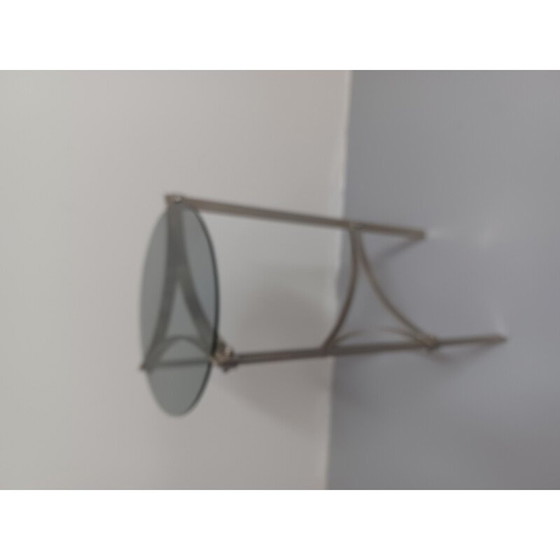 Image 1 of Table d'appoint vintage en verre fumé et métal, 1970