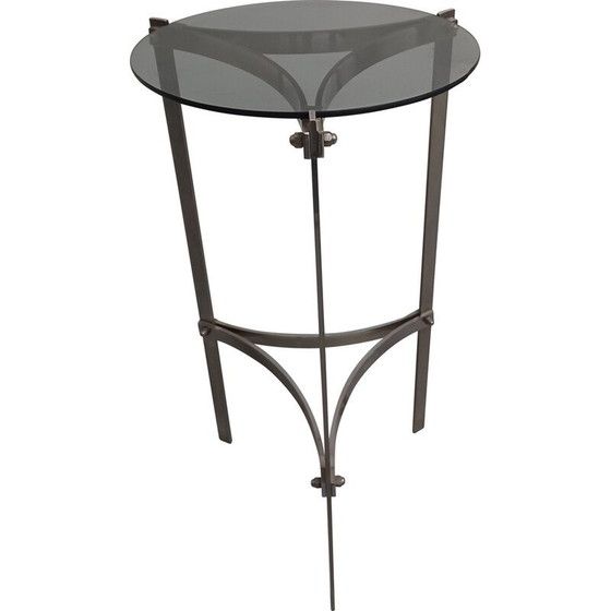 Image 1 of Table d'appoint vintage en verre fumé et métal, 1970