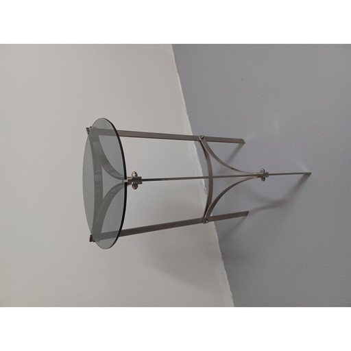 Table d'appoint vintage en verre fumé et métal, 1970