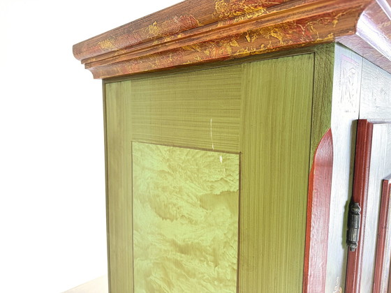 Image 1 of Armoire paysanne Voglauer Landhaus Armoire peinte à la main Vert