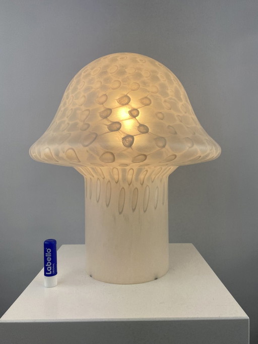 Grande lampe de table en verre blanc Peill and Putzler Mushroom Xl 1970