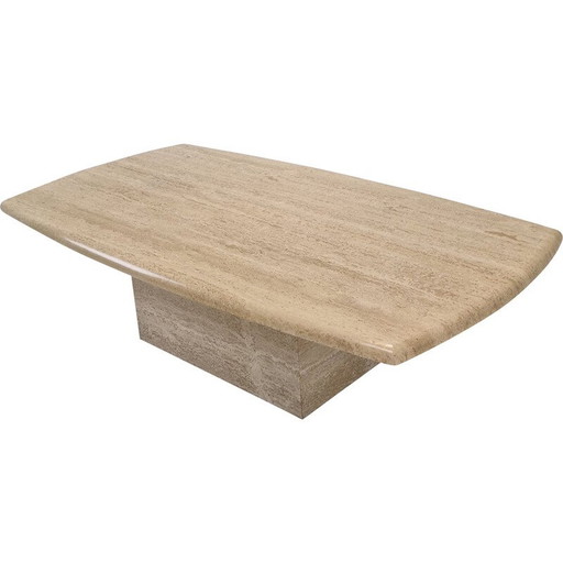 Table basse vintage italienne en travertin, 1980