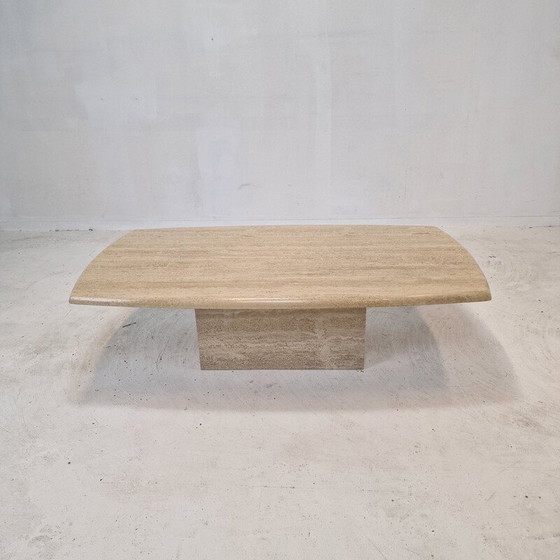 Image 1 of Table basse vintage italienne en travertin, 1980