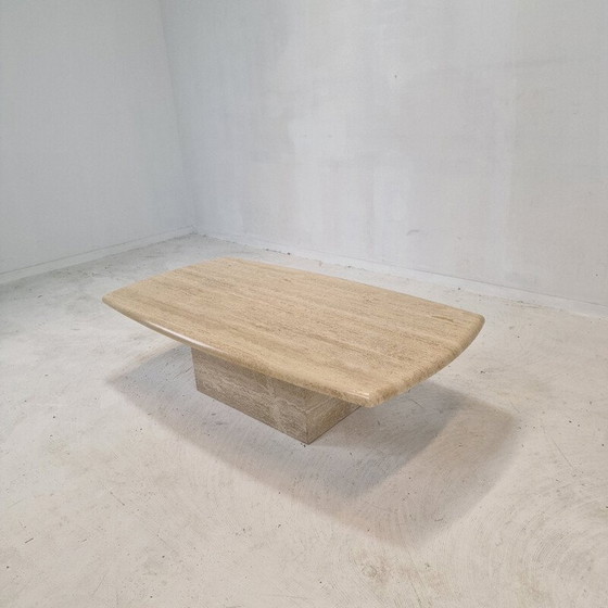 Image 1 of Table basse vintage italienne en travertin, 1980