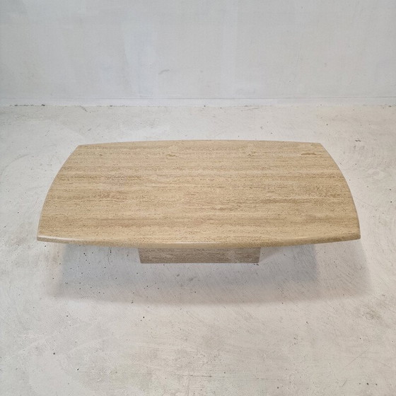 Image 1 of Table basse vintage italienne en travertin, 1980