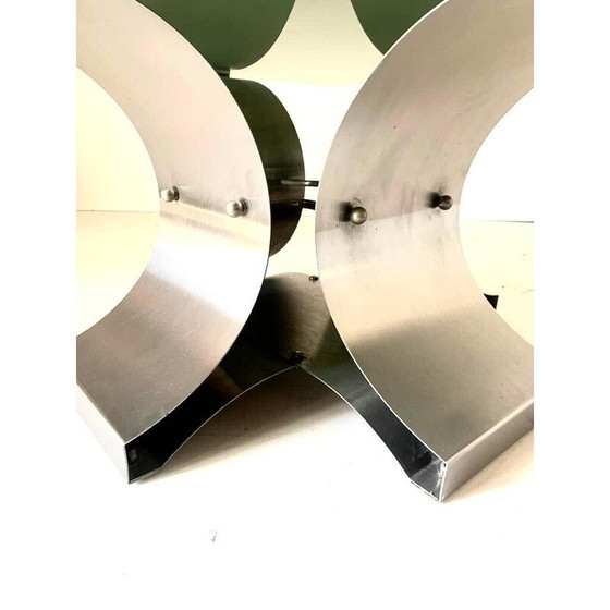 Image 1 of Table basse vintage en verre fumé et aluminium par François Monnet, France 1970