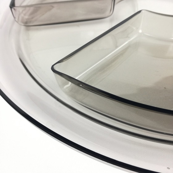 Image 1 of Plateau Serviteur En Verre Fumé Par Vicke Lindstrand Pour Orrefors, Suède, 1930