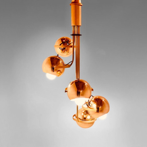 Lustre vintage en chrome doré par Goffredo Reggiani, années 1960-1970