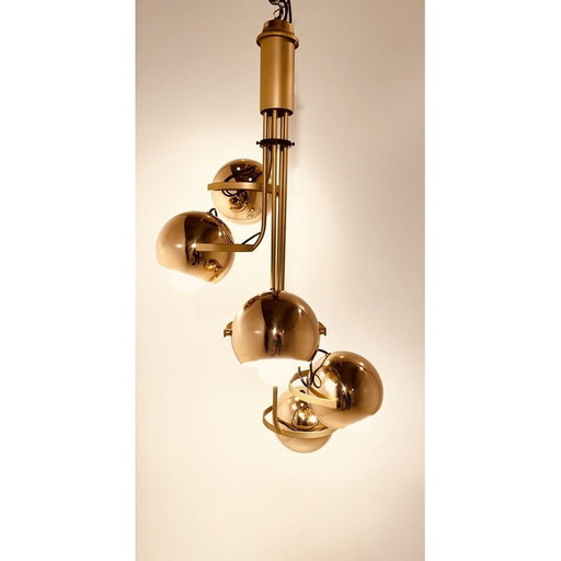 Lustre vintage en chrome doré par Goffredo Reggiani, années 1960-1970