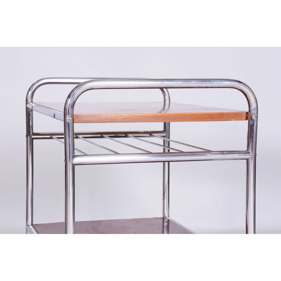 Image 1 of Table d'appoint vintage Bauhaus en acier chromé, Tchécoslovaquie 1930