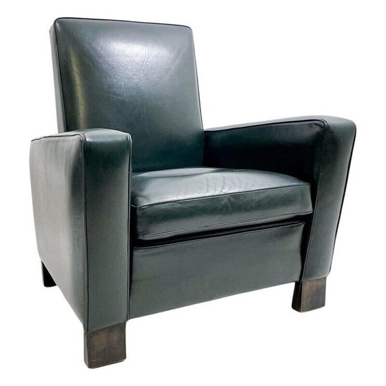 Image 1 of Fauteuil en bois et cuir du milieu du siècle par Emiel Veranneman, années 1950