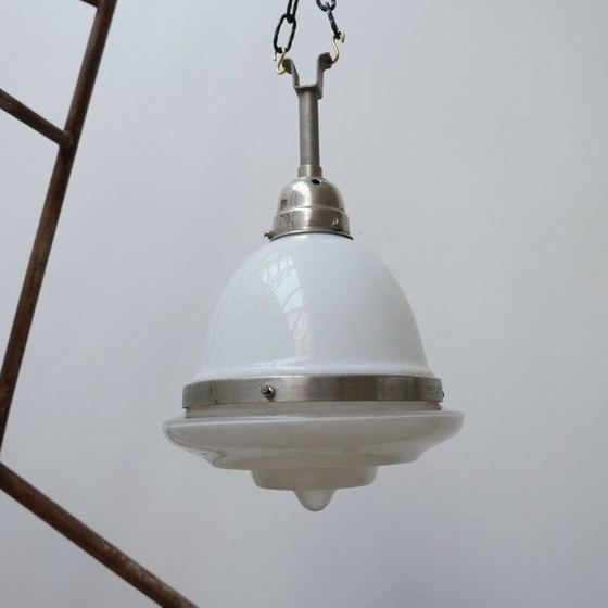 Image 1 of Lustre en verre vintage, français 1940