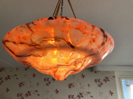 Image 1 of Lampe Art Déco Orange, Verre