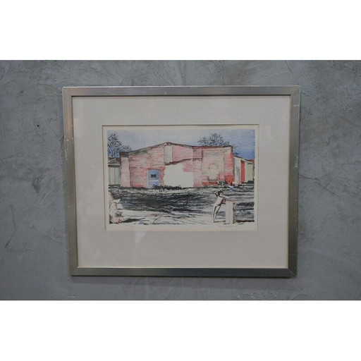 Lithographie couleur vintage de Bo Hulten, 1975