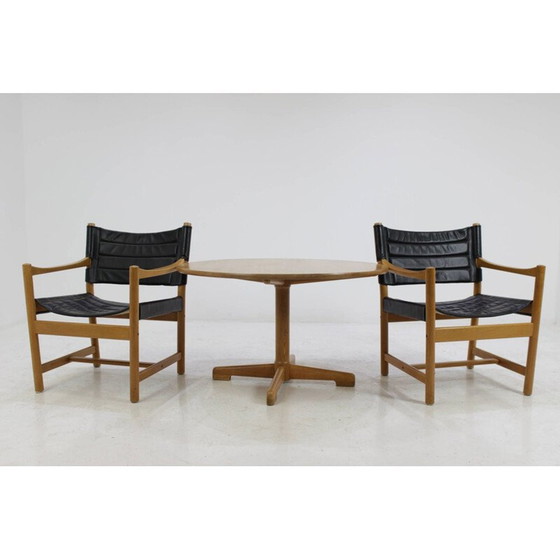 Image 1 of Ensemble de fauteuils et table basse en cuir noir vintage par Ditte et Adrian Heath, danois, années 1960