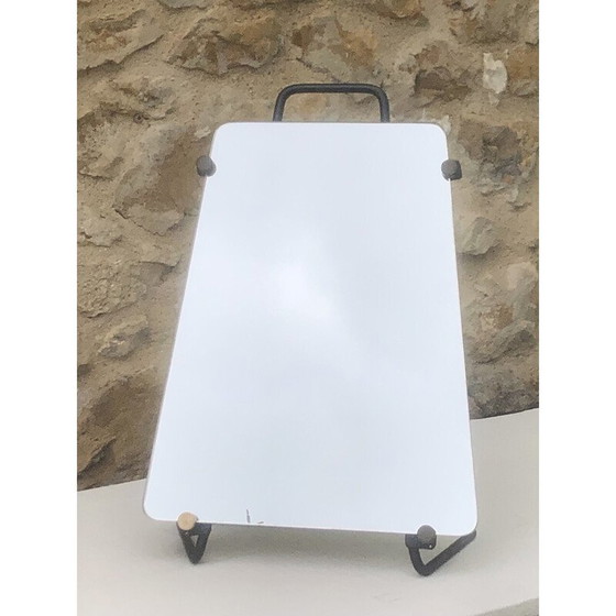 Image 1 of Miroir de table vintage avec base en métal en forme de trapèze, 1950
