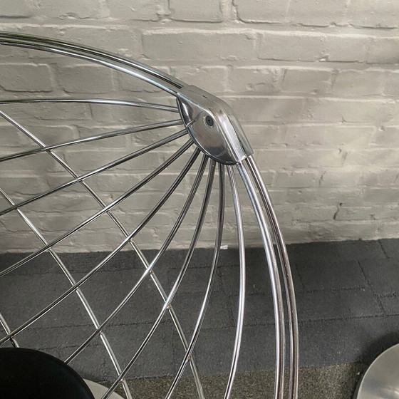Image 1 of Paire de chaises à boule atomiques vintage en aluminium et tissu par Rudi Verelst pour Novalux, Belgique 1974