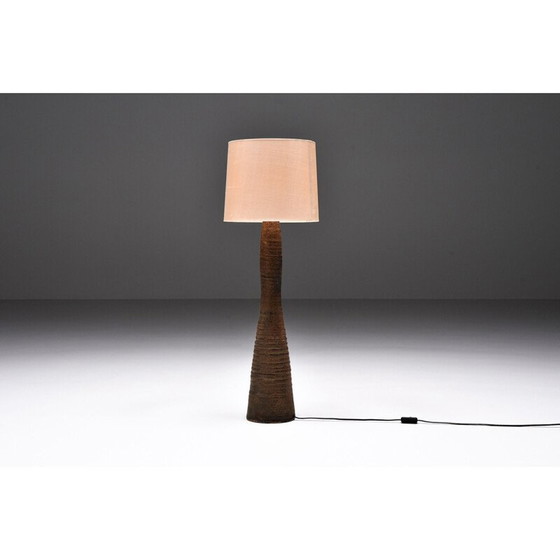 Image 1 of Lampadaire rustique vintage avec base en céramique, 1940