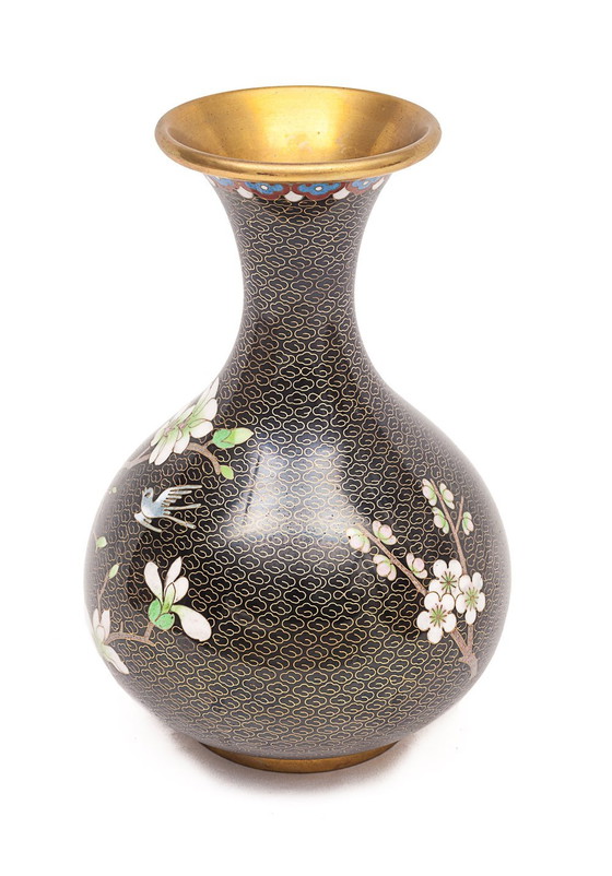 Image 1 of Vase Chinois En Laiton Émaillé