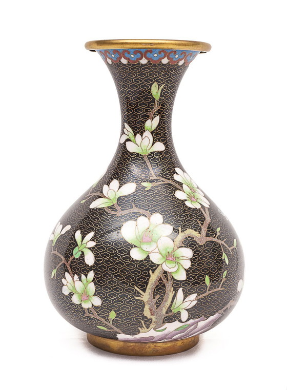 Image 1 of Vase Chinois En Laiton Émaillé