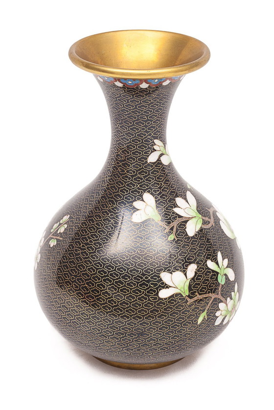 Image 1 of Vase Chinois En Laiton Émaillé