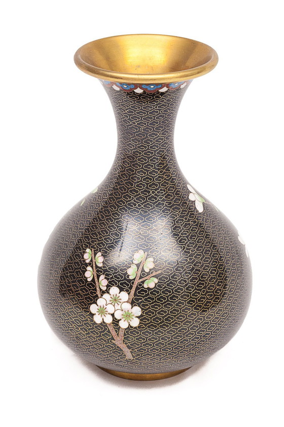 Image 1 of Vase Chinois En Laiton Émaillé