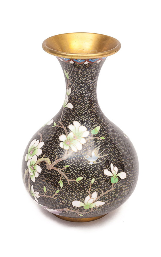 Image 1 of Vase Chinois En Laiton Émaillé