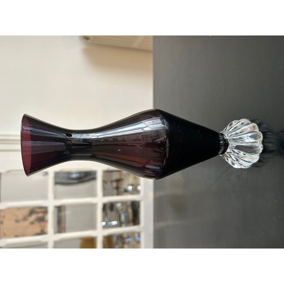 Image 1 of Vase vintage avec base transparente en forme de fleur, Italie 1960