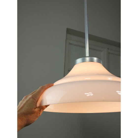 Image 1 of Lampe suspendue vintage en aluminium et verre, Italie