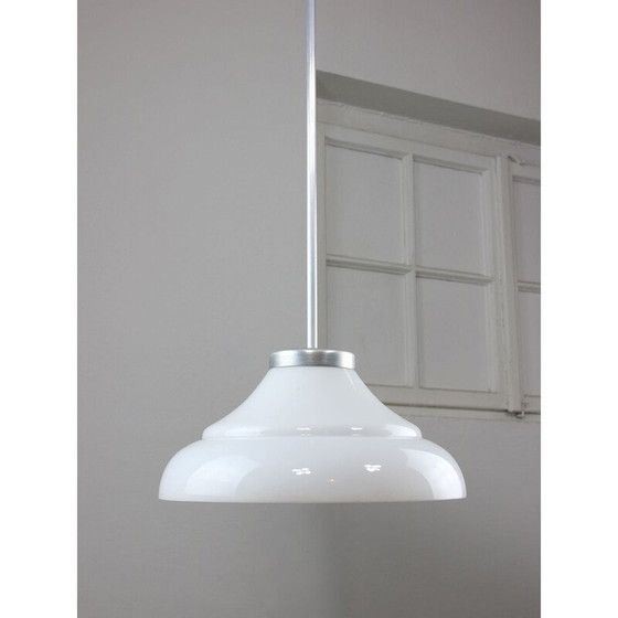 Image 1 of Lampe suspendue vintage en aluminium et verre, Italie